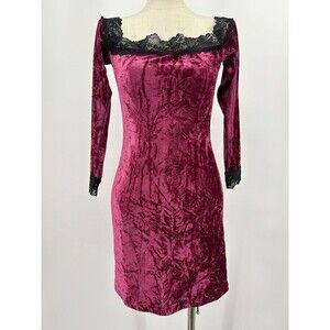 NWOT UO Kimchi Blue Ryder Red Velvet Lace Off the Shoulder Dress, Med, Witchy